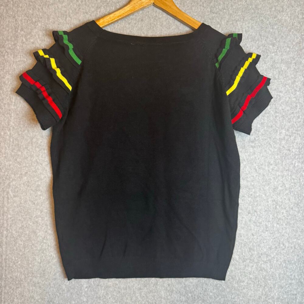 50% Off! For 3 Days! Voodoo Vixen Black Ruffled Short Sleeve T-Shirt - Picture 3 of 9
